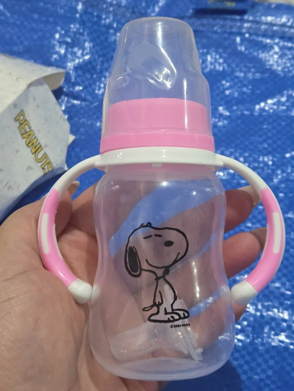 Peanuts Snoopy Pink Kids Feeding Bottle with Handles